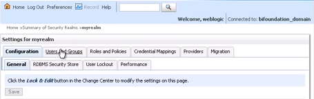 Selecting the Users and Groups tab for myrealm