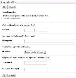 The Create a New User dialog