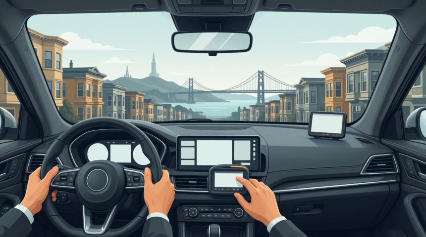 San Francisco cab driver’s dashboard