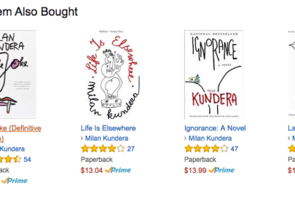 Amazon's recommendation box, displaying customer ratings.