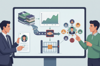 Flat editorial illustration: The article's core relationship is how big data analytics transforms multiple business development f