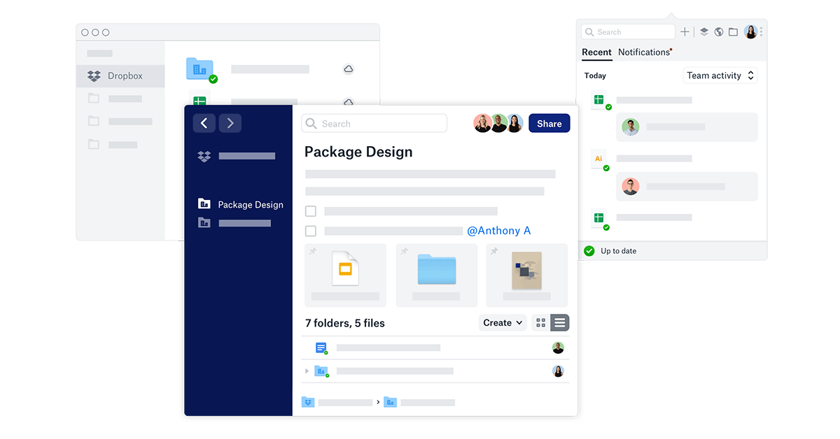 Dropbox cloud storage workspace