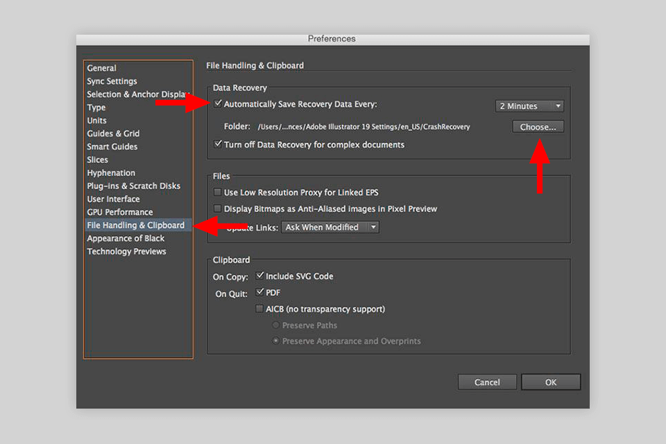 activate autosave in adobe illustrator