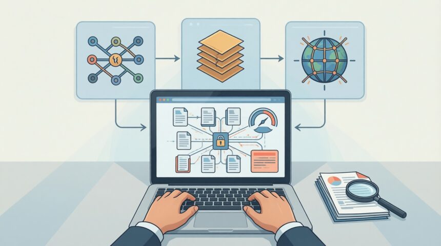 Technical architecture diagram and decision framework for a beginner’s guide to data-driven technical seo