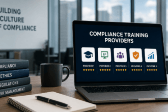 Comparing 5 Top Compliance Training Providers for Large Businesses -- AI-generated illustration