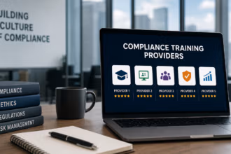 Comparing 5 Top Compliance Training Providers for Large Businesses -- AI-generated illustration