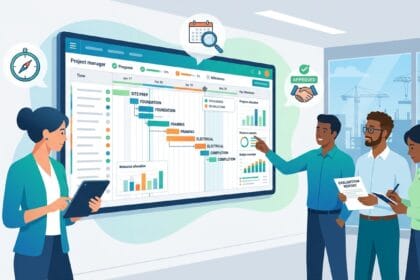 Evaluating Construction Scheduling Software for Better Data Visualization and Project Decisions -- AI-generated illustration