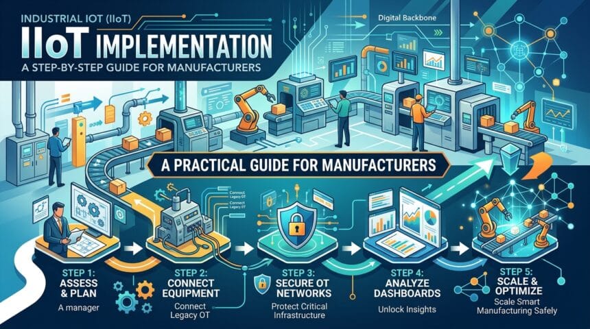 Industrial IoT (IIoT) Implementation: A Step-by-Step Guide for Manufacturers -- AI-generated illustration