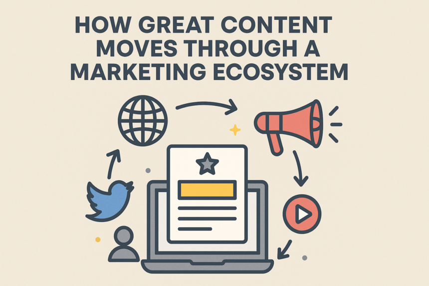 How Great Content Moves Through A Marketing Ecosystem -- AI-generated illustration