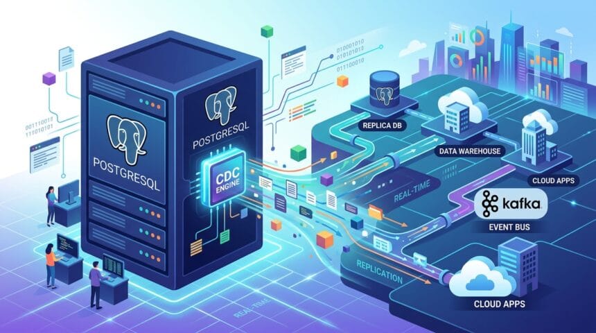 8 Best Postgres CDC Tools and Software for Real-Time Replication in 2026 -- AI-generated illustration