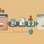 Flat editorial illustration: The article's core relationship is the brand protection response workflow: detection of a phishing o