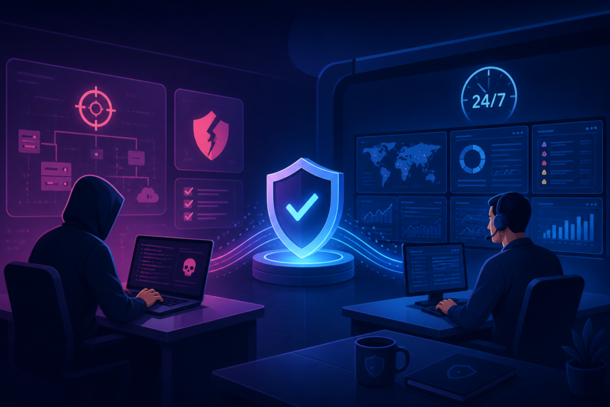 7 MDR Providers Combining Offensive Security Testing With 24/7 Monitoring -- AI-generated illustration