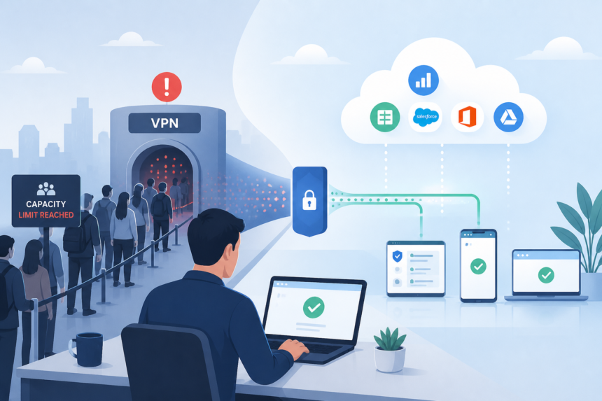 Managing Application Access When Corporate VPNs Reach Capacity Limits -- AI-generated illustration