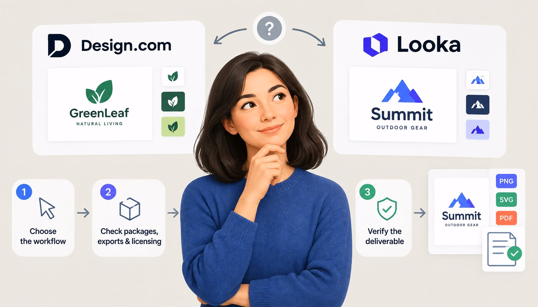Technical architecture diagram and decision framework for ai-powered logo generation: design.com vs looka