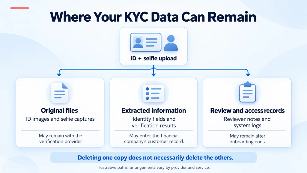 KYC data retention flowchart for files, information, and records