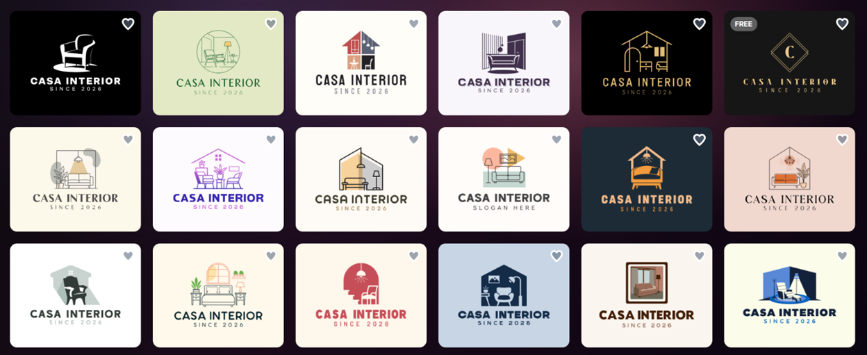 Design.com image accompanying the Casa Interior logo-generation account